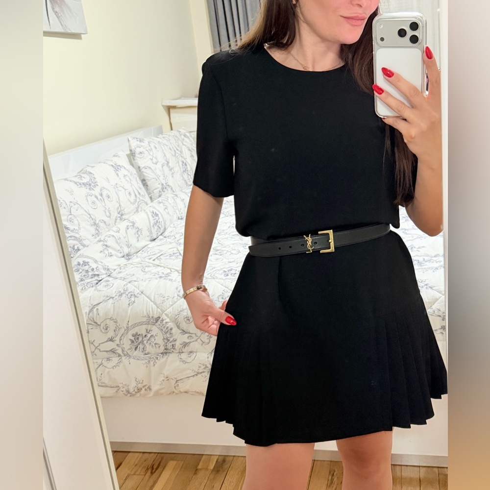 ZARA Black Pleated Mini Dress (9)